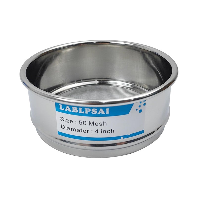 LABLPSAI 50 Mesh Lab Sieves 4" Diameter 304 Stainless Steel Wire Cloth Test Sieve for Industrial Laboratory Home - Image 1